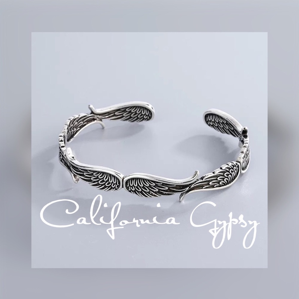 Silver Angel Wing Cuff Bracelet